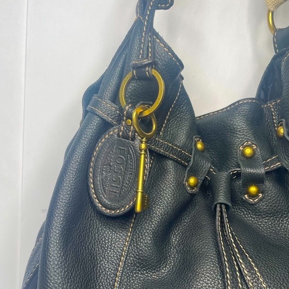 Fossil Bags Fossil Vintage Black Soft Pebbled Leather Hobo Key